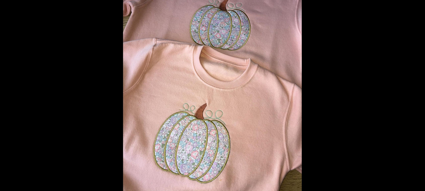 Personalised Halloween Liberty of London, pumpkin embroidered sweatshirt jumper